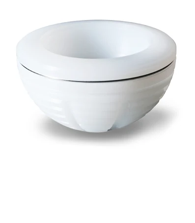Polyethylene acetabular cup, the white bearing insert that forms the sliding surface of a hip replacement